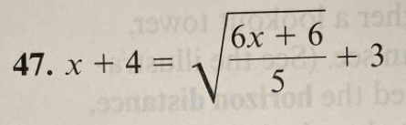 x+4=sqrt(frac 6x+6)5+3