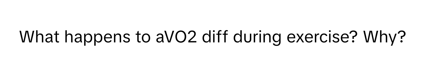 What happens to aVO2 diff during exercise? Why?