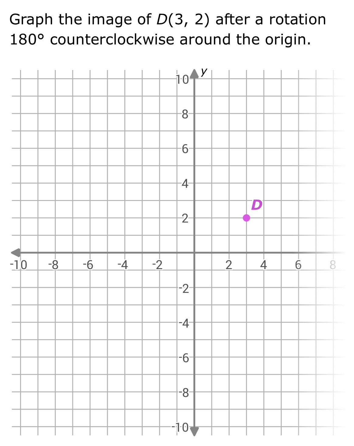 Solved: Graph the image of D(3,2) after a rotation 180 ...