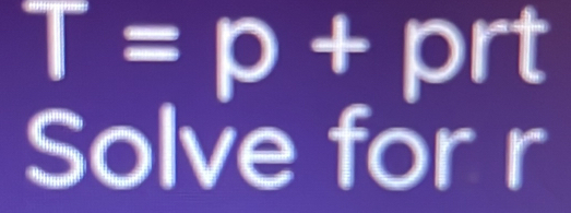 T=p+prt
Solve for r