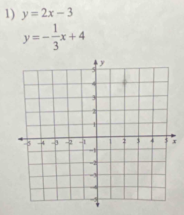 y=2x-3
y=- 1/3 x+4