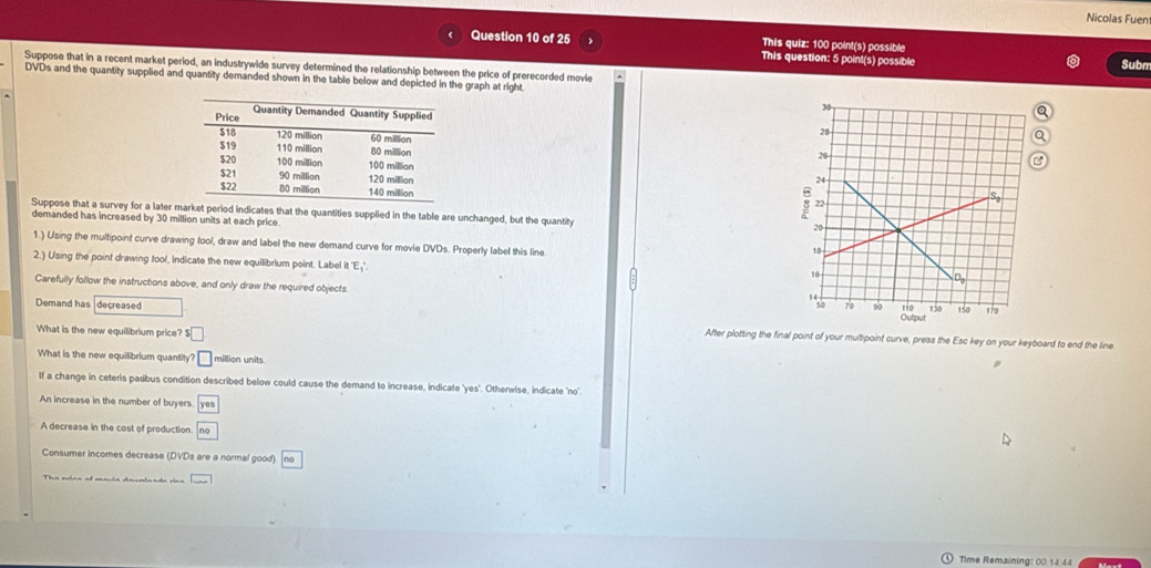 Solved: Nicolas Fuen Question 10 of 25 This quiz: 100 point(s) possible ...