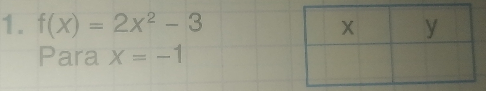 f(x)=2x^2-3
Para x=-1