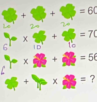 + + =60
2
+ =70
6 ID
X + =56
+ 
= ?