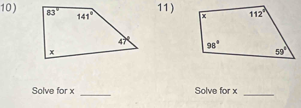 Solve for x Solve for x
_