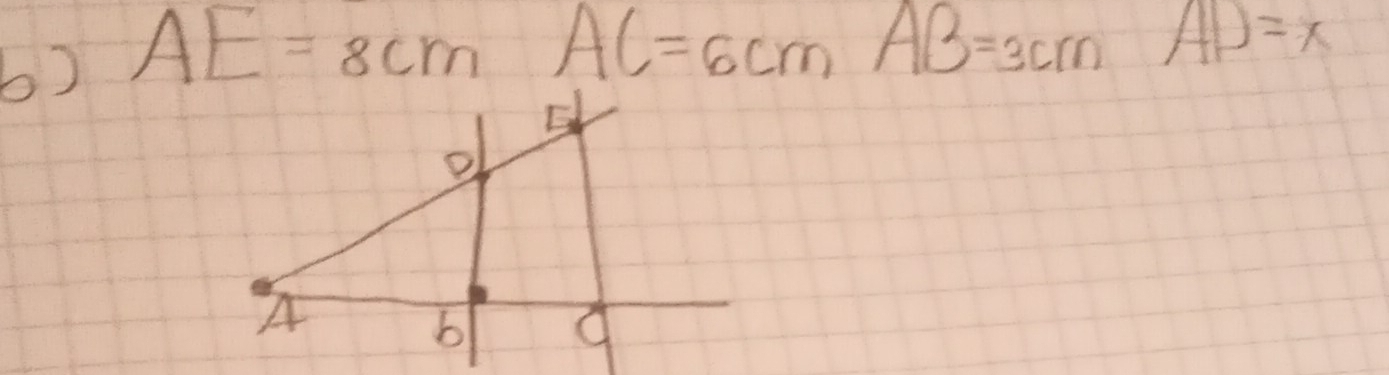 AE=8cm AC=6cmAB=3cm AD=x