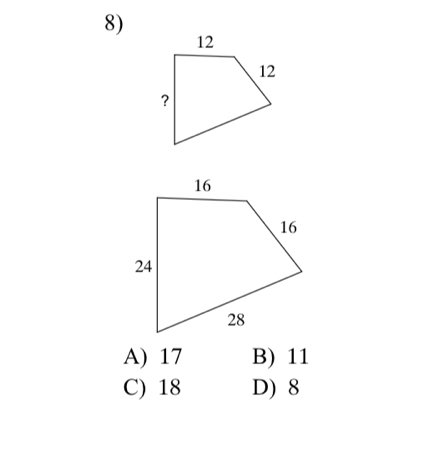 A) 17 B) 11
C) 18 D) 8