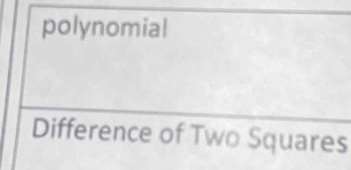 polynomial 
Difference of Two Squares