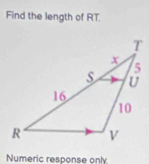 Find the length of RT. 
Numeric response only.