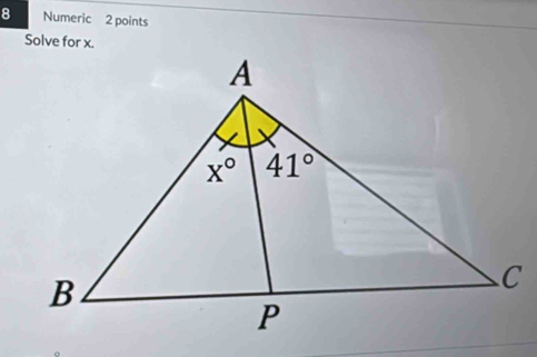 Numeric 2 points
Solve for x.