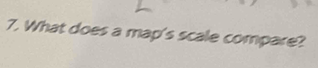 What does a map's scale compare?