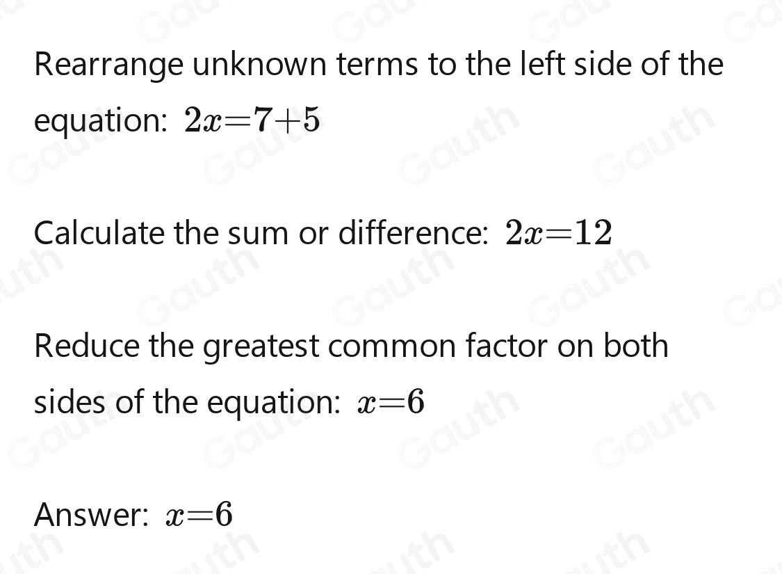 Solved: Solve 2x-5=7 [Math]