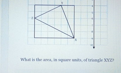 4
5
-6
-7
-8
-9
-10
What is the area, in square units, of triangle XYZ?