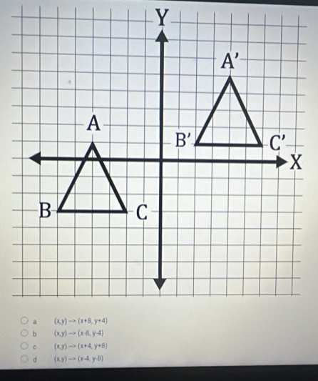 (xy)to (x+4,y+8)
d (x,y)to (x-4,y-8)