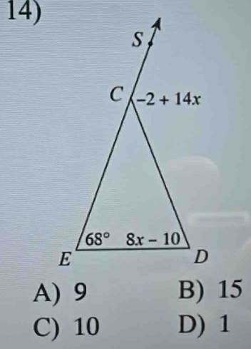 A) 9 B) 15
C) 10 D) 1