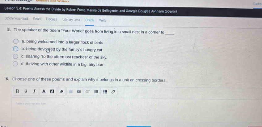 Solved: Wedders and Wriner Dashb Lesson 5.4: Poems Across the Divide by ...