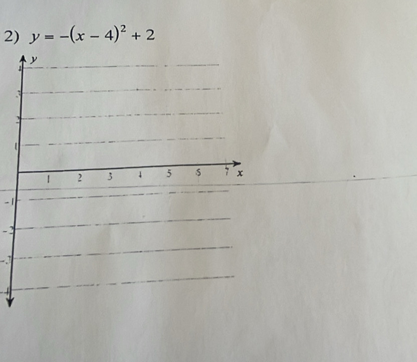 y=-(x-4)^2+2
-1
- 2
-3