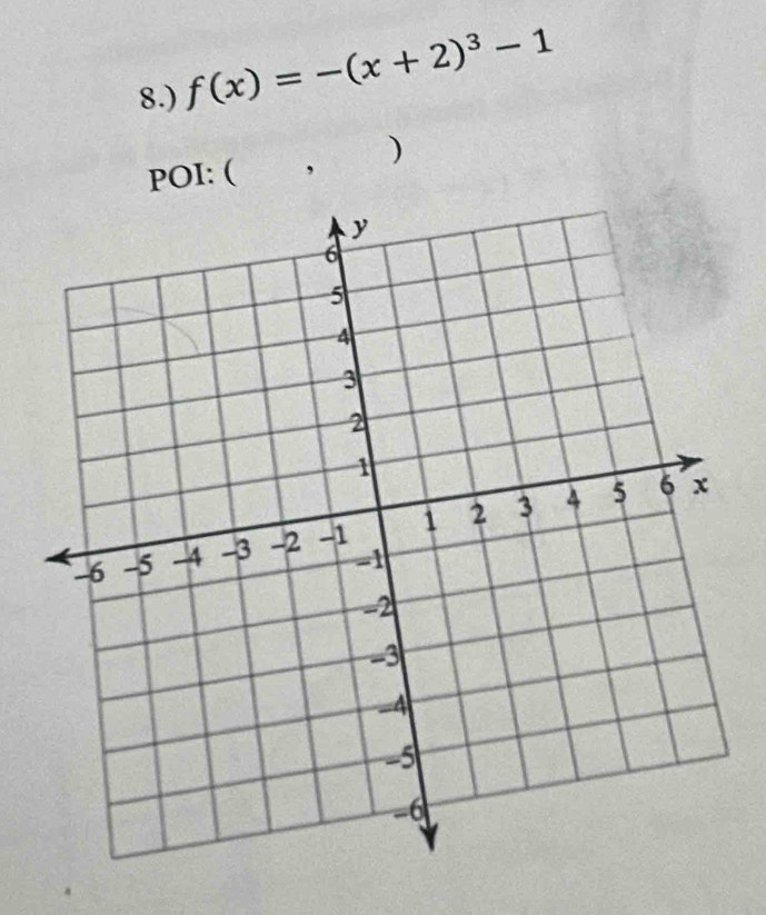 8.) f(x)=-(x+2)^3-1
POI: ( , )