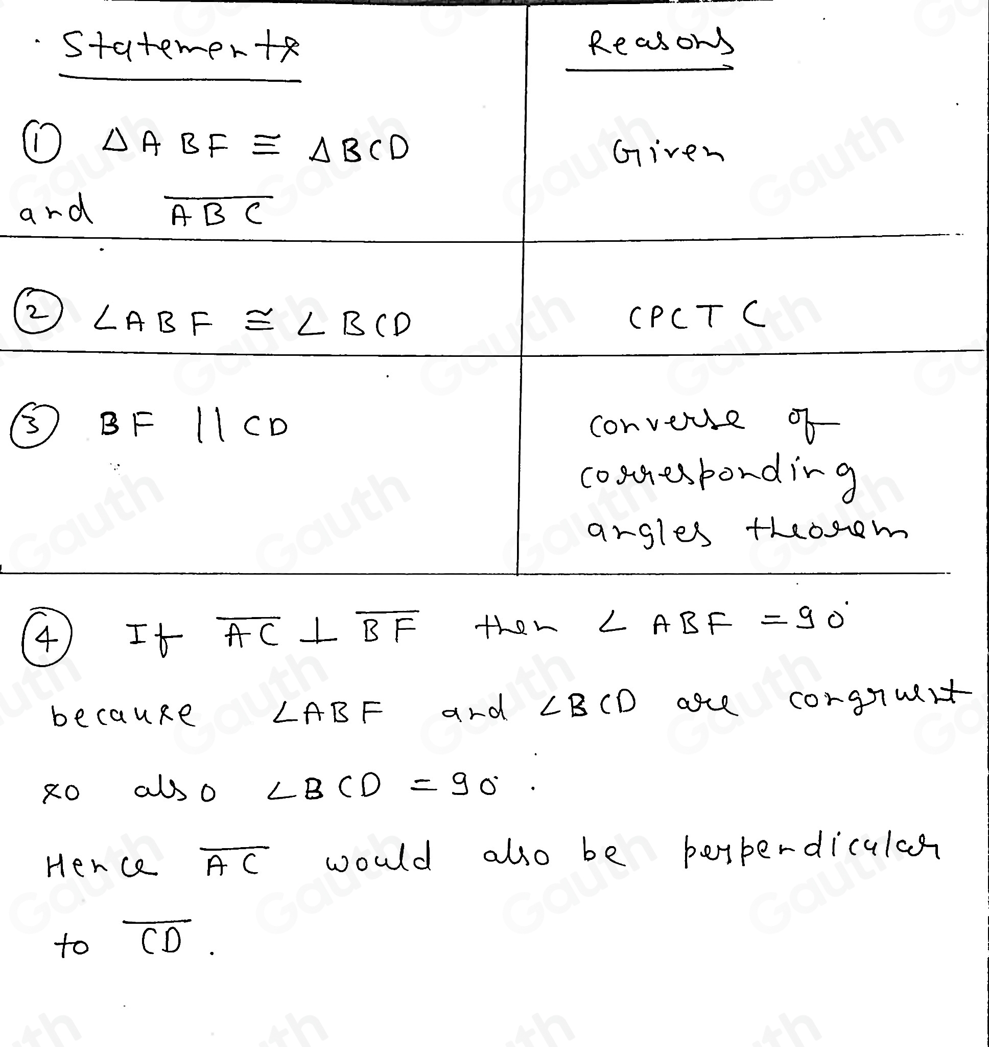 Solved: Reasoning 3. In the diagram shown below, overline ABC and ABF≌ ...
