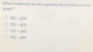 Which statement is true regarding the functions on the
graph ?
f(6)=g(3)
f(3)=g(3)
f(2)=g(6)
f(6)=g(6)