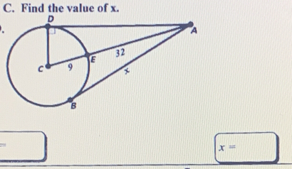 Find the value of x.
x=