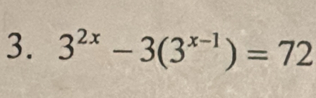 3^(2x)-3(3^(x-1))=72