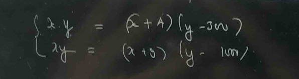 beginarrayl 2y=(x+4)(y-3m) xy-10x)endarray.