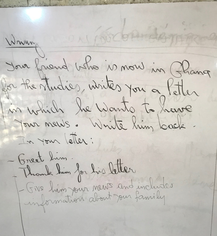 your Rriend Who in mow in Chang 
o the ntudies, wites you a Petter 
in which he Wanto to have 
your news. White Rim back. 
In youn leller: 
- Gneet Rim. 
Thank Rm fou d Dotter 
- Give him your news and includes 
infoumathion about you family