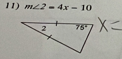 m∠ 2=4x-10