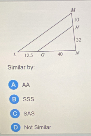 Similar by:
AAA
BSSS
CSAS
D Not Similar