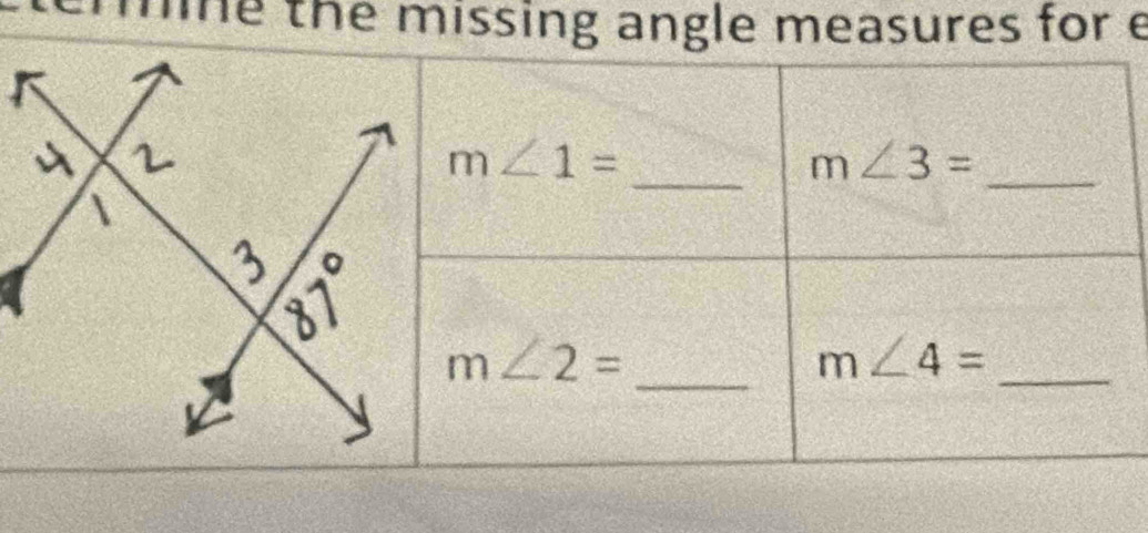 mine the missing angle measures for e