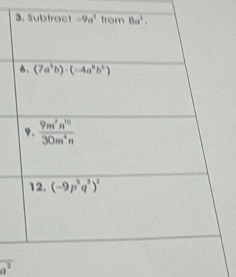 overline a^2