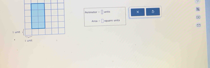 Perimeter units × 5
Area square units