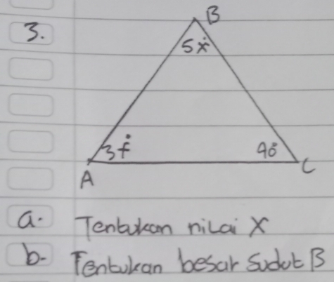 Tenbokan nilai x
b. Tentokan besar sodot B