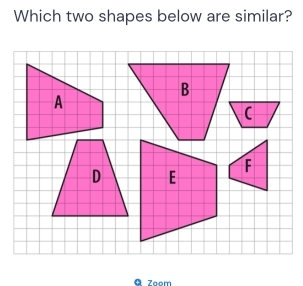 Which two shapes below are similar?
B
F
Q zoom