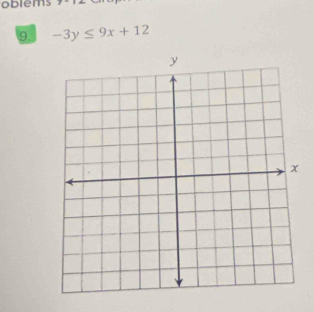 oblems 
9. -3y≤ 9x+12