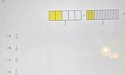 A.  7/10 
B.  7/20 
C.  13/20 
D.  3/5 