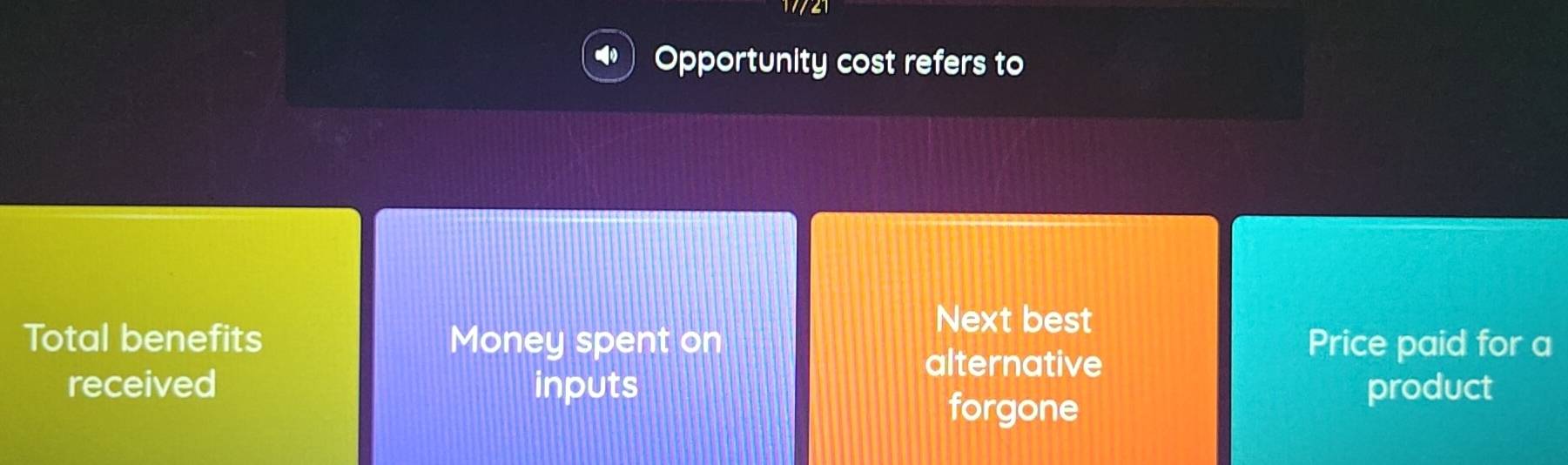 Solved: Opportunity cost refers to Next best Total benefits Money spent ...