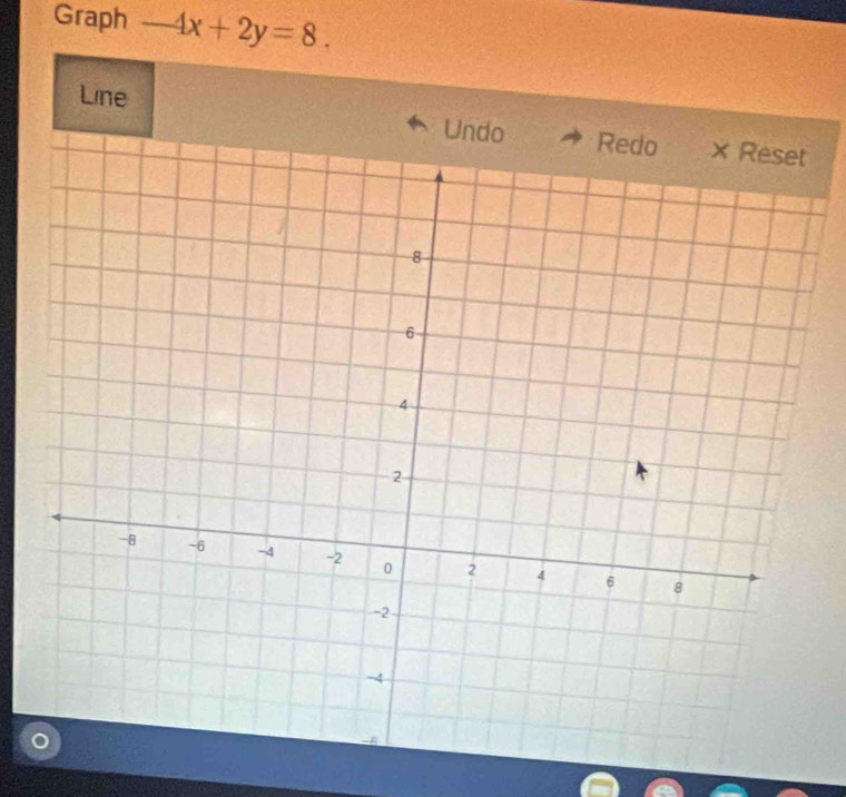 Graph -4x+2y=8. 
Line 
Undo