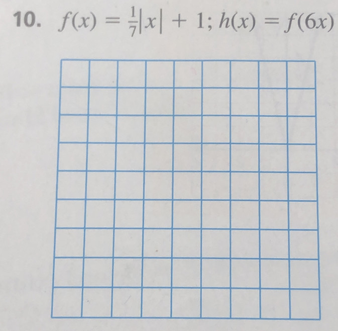 f(x)= 1/7 |x|+1; h(x)=f(6x)