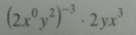 (2x^0y^2)^-3· 2yx^3