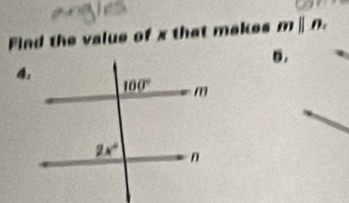 Find the value of x that makes m||n.
5.
4.