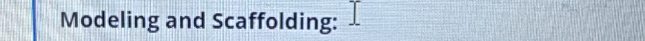 Modeling and Scaffolding: