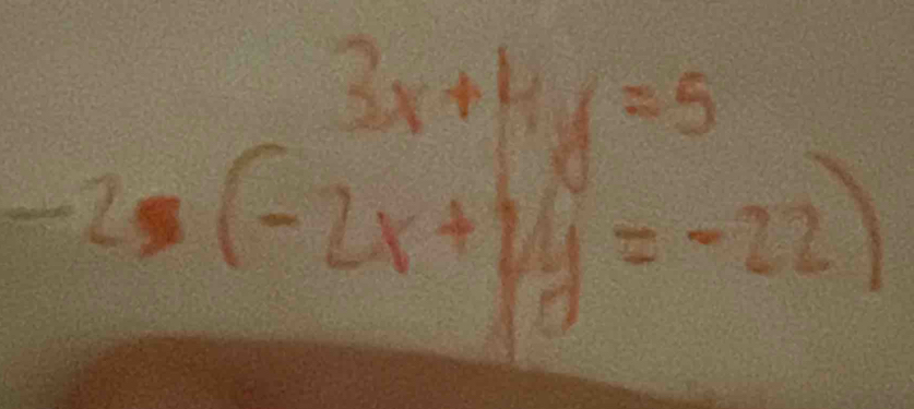 beginarrayr 3x+4y=5 -2x-22)