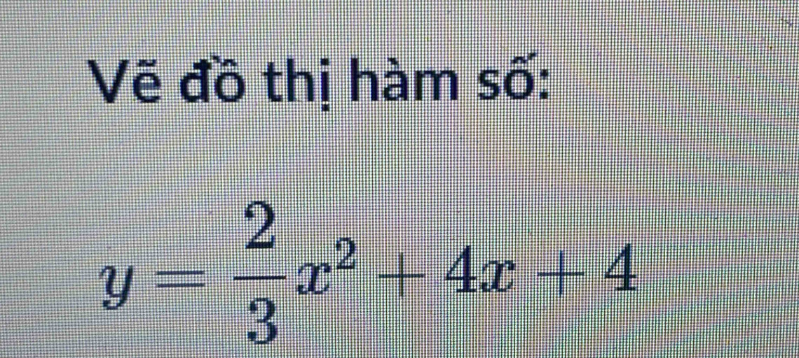 Vẽ đồ thị hàm số:
y= 2/3 x^2+4x+4