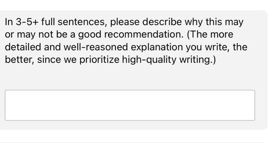 Solved: In 3-5+ full sentences, please describe why this may or may not ...