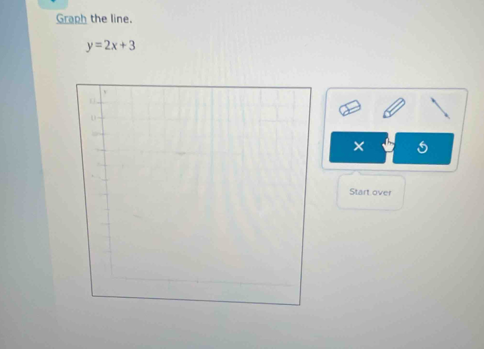 Graph the line.
y=2x+3
× 
Start over