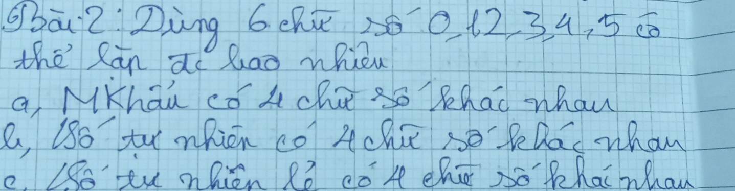 Ghāz Dùng 6. cht 28 012 3 4, 5
the Ran a Roo whièn
a MKhan có L cha so Bhad whan
a, l8s tu mhicn co tche so PDa, whan
e. LSo' tu mhien Rò co 4 tht so Phai nhan