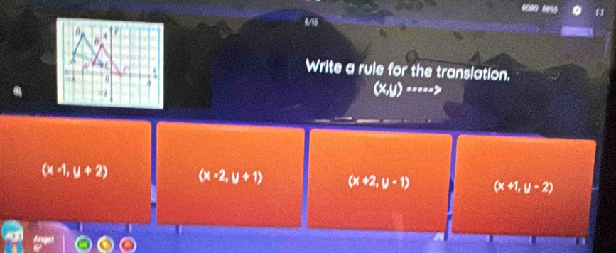 θ
a 
a L
Write a rule for the translation.
2 6
(x,y)·s ·s >
(x-1,y+2)
(x-2,y+1)
(x+2,y-1)
(x+1,y-2)