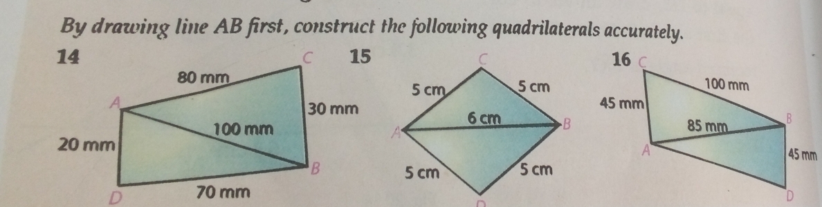 Solved: By drawing line AB first, construct the following ...